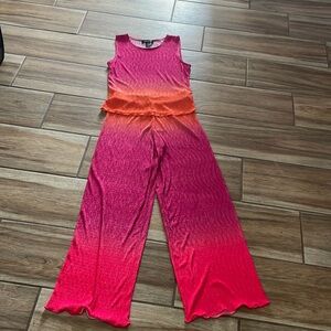 60s - 70s Vibe! Two piece neon color pant and tank top
